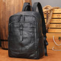 Leather backpack men's large capacity sense of luxury simple light travel bag business casual backpack travel computer book. 
