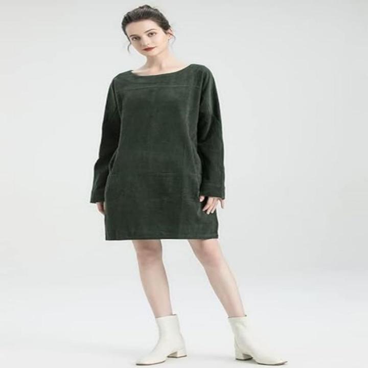 Versatile%20Tunic%20dress%20Fashionable%20Stylish%20Oversize%20Corduroy%20dress%20Comfortable%20With%20pockets%20Long%20sleeve%20dress%20for%20Casual%20wear%20%20dress%20Autumn/winter%20fashion%20Women's%20fashion%20Day-to-night%20outfit%20-%20Image%204