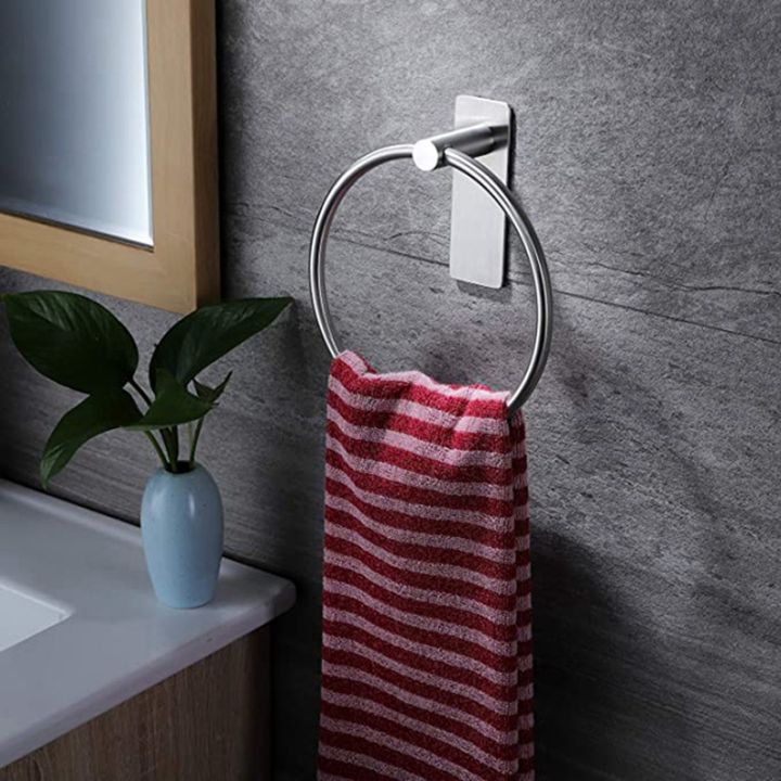 2X%20Towel%20Ring/Hand%20Towel%20Holder%20-%20Self%20Adhesive%20Round%20Towel%20Rack%20Hand%20Towel%20Bar%20for%20Bathroom,%20Stainless%20Steel%20Black%20-%20Image%205