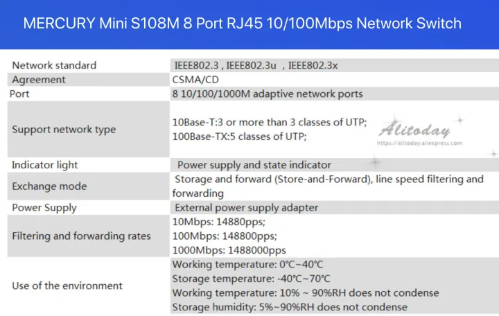 MERCURY%20Mini%20S108M%208%20Port%20RJ45%2010/100Mbps%20Network%20Switch%20Desktop%20Switch%20Fast%20Ethernet%20Wwitch%20HUB%20Converter%20-%20Image%203