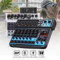 BOMGE 8 channel mini audio mixer  Line Mixer ，DC 5V，with MP3 Player,Bluetooth, U disk 48V ,24DSP  effects, USB recording  Ideal for Small Clubs or Bars, Studio Recording. 
