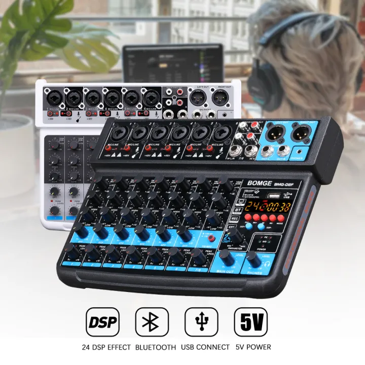 BOMGE%208%20channel%20mini%20audio%20mixer%20%20Line%20Mixer%20%EF%BC%8CDC%205V%EF%BC%8Cwith%20MP3%20Player,Bluetooth,%20U%20disk%2048V%20,24DSP%20%20effects,%20USB%20recording%20%20Ideal%20for%20Small%20Clubs%20or%20Bars,%20Studio%20Recording%20-%20Image%208