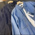 Spring and Autumn Thin Retro Washed Denim Shirt Men's Loose Korean Style Trendy Casual Cotton Shirt Coat.