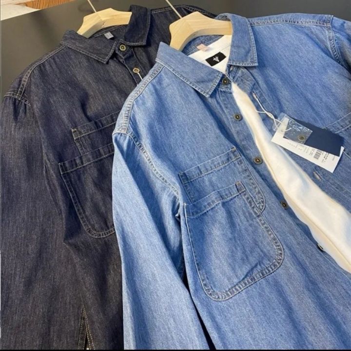 Spring%20and%20Autumn%20Thin%20Retro%20Washed%20Denim%20Shirt%20Men's%20Loose%20Korean%20Style%20Trendy%20Casual%20Cotton%20Shirt%20Coat%20-%20Image%204