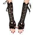 1 Pair Halloween Retro Women Long Gloves Lace Corset Arm Elbow Fingerless Black Glove.