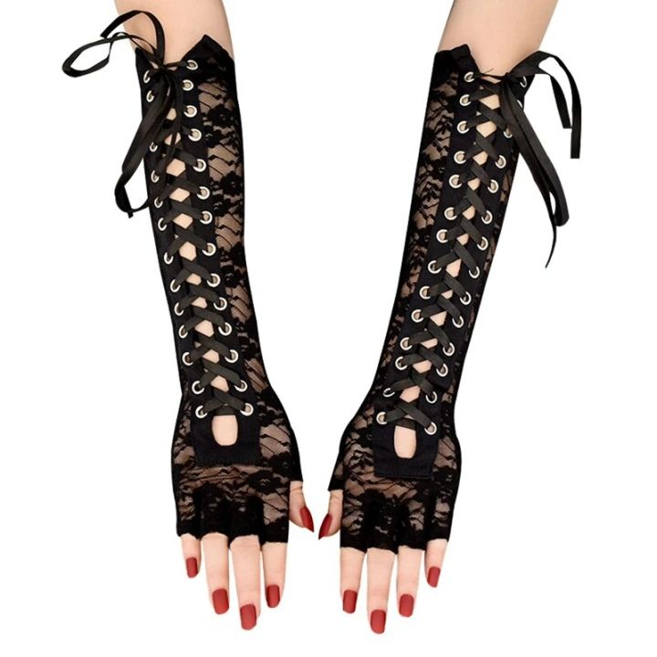 1%20Pair%20Halloween%20Retro%20Women%20Long%20Gloves%20Lace%20Corset%20Arm%20Elbow%20Fingerless%20Black%20Glove%20-%20Image%204