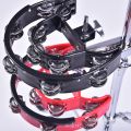 Double Ring Moon Tambourine Tambourine Jazz Drum Rhythm Tamborine Percussion Instrument Accessories-Red. 