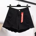 Women's High Waist Denim Shorts2022Summer New Loose Hole Large Size FatmmWide-LegaWord Hot Pants Fashion. 