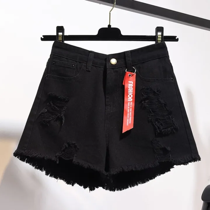 Women's%20High%20Waist%20Denim%20Shorts2022Summer%20New%20Loose%20Hole%20Large%20Size%20FatmmWide-LegaWord%20Hot%20Pants%20Fashion%20-%20Image%204