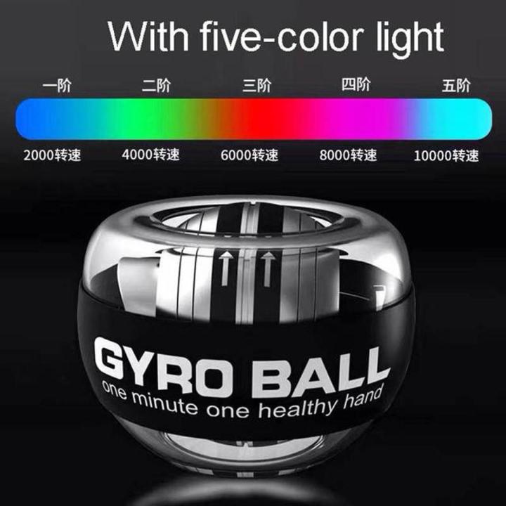 Athesoo Gyro Power Wrist Ball LED Gyroscopic Powerball Grip Magnetic Centrifugal Autostart Self-starting Range Arm Hand Strengthener Muscle Force Trainer Fitness Equipment Badminton Tennis Training Exercise Tool Pergelangan tangan