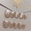 Handmade Cat-eye Press on Nails Short False Nails Full Cover Stick on Nail Tips Artificial Reusable Nails for Women. 