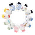 【In-Stock】 3pcs Newborn Baby Hat Mitten Booties Set Cartoon Printing Infant Beanie Cap Mittens Set For 0-6 Months Baby. 