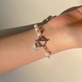 White Butterfly Pearl Bracelet For Women.