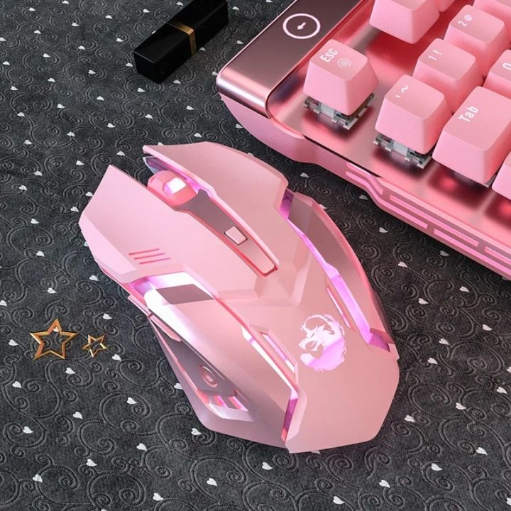 Gaming Mouse Wired Mouse Pink USB Mute RGB Gamer 6 Buttons Mice Optical Office Computer Mouse For Desktop Laptop Ergonomic Mouse
