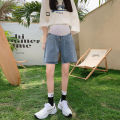 Pregnant Women's Pants Summer Loose Outer Wear plus Size Denim Shorts Summer New Straight Five Points Wide Leg Middle Pants Summer.