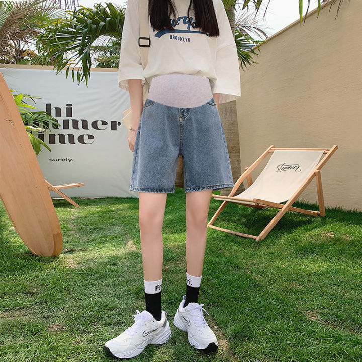 Pregnant%20Women's%20Pants%20Summer%20Loose%20Outer%20Wear%20plus%20Size%20Denim%20Shorts%20Summer%20New%20Straight%20Five%20Points%20Wide%20Leg%20Middle%20Pants%20Summer%20-%20Image%205