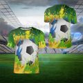 T Shirt for Men Tops Brazilian Soccerly Nation T-shirts Jersey Short Sleeve Crew Neck Men's Tee Boy Soccer Football Fans Gifts. 