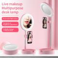 Portable Selfie Ring Light Tripod Stand with Makeup Mirror Table LED Lights Photography Lighting for Beauty Live Youtube Tik Tok.
