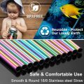Vinaco Reusable Smoothie Straw, 0.4'' Extra Wide Stainless Steel Straw 10.5'' & 8.5'' Long colorful Straws, (1-4) Pack Metal Straw with 1 Reusable Straw Brush Cleaner for Milkshake, Smoothie, Bubble tea.