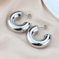 【In-Demand Item】 New Retro Alloy Chunky C Shape Hoop Earrings Glossy Round Ear Jewelry GJCUTE. 