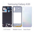 Full Body Housing Set for Samsung Galaxy A50 Includes Front LCD Frame, Middle Bezel, and Back Panel. 