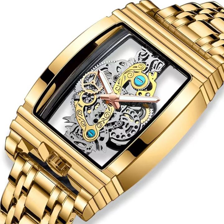 Hollow-out transparent non-mechanical automatic men's watch