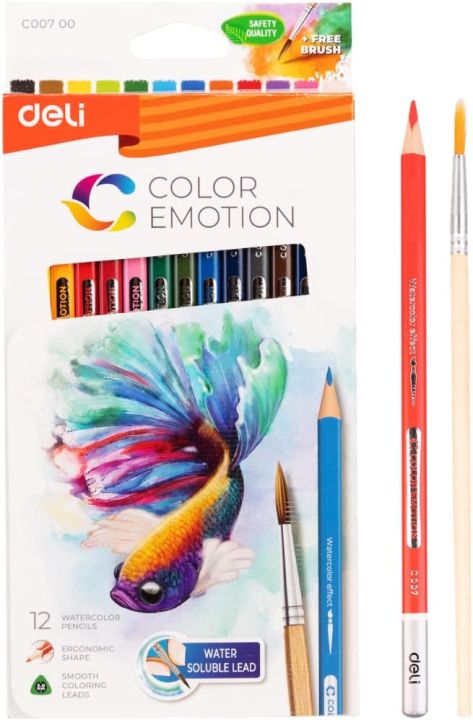 Deli%20C00700%20Watercolor%20Pencil%2012%20Color%20Drawing%20Pen%20Art%20Set%20Children%20Kids%20Painting%20Sketching%20Water%20Color%20Pencil%20Kit%20-%20Image%202