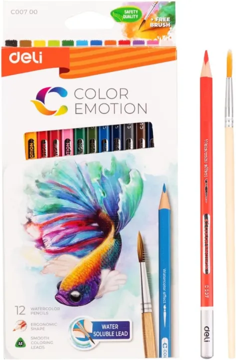 Deli%20C00700%20Watercolor%20Pencil%2012%20Color%20Drawing%20Pen%20Art%20Set%20Children%20Kids%20Painting%20Sketching%20Water%20Color%20Pencil%20Kit%20-%20Image%202