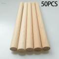 50Pcs Unfinished Round Wood Sticks Wooden Dowel Rods for Home Garden Decoration Woodcraft 25cm.