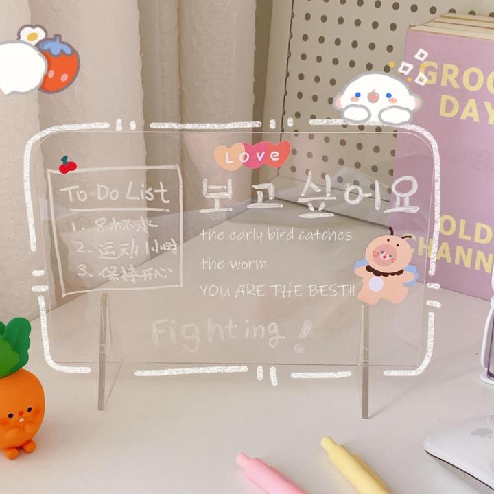 Acrylic Dry Erase Board with Stand Frameless Writing Memo Pad To Do ...