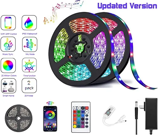 RGB Remote Control LED Strip Light- 16 Colors Changing, Waterproof-16 feet