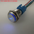 16MM 12V LED ELECTRIC VEHICLE RETROFIT RESET HORN BUTTON SWITCH (RED BLUE). 