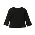 1-5Years Kids Baby Girl Ruffle Long Sleeve T-shirt Tops Solid Cotton Casual Children Basic T Shirts Girls Clothes Summer Autumn. 