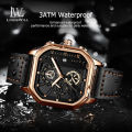 LouisWill Men's Watches Casuals Fashion Watch Quartz Watches Chronograph Business Wristwatches 3ATM Waterproof Watches True Leather Strap Luminous Pointers Wrist Watches with 3 Adjustable Dial for Men. 