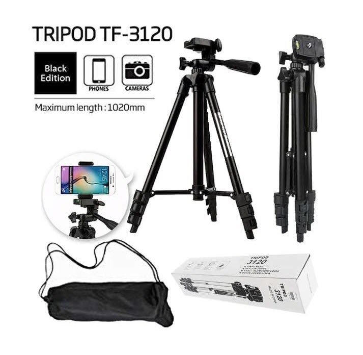 Tripod%203120%20Camera%20Stand%20with%20Phone%20Holder%20Clip-%20Black%20-%20Image%202