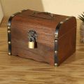 Props Box Retro Wooden Savings  Rectangle Chinese Style Money  with Password Lock Metal Handle Password Lock Money Box Secret Room Escape. 