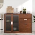 Meliff Crockery Cabinet 2 Closed Shelf and 3 Drawer, Dustproof And Oil Resistant Multifunctional Storage Cabinet Home Office & Kitchen (Urban Walnut) 30/48/14'. 