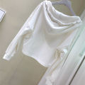 Plus size shoulders irregular long sleeve T-shirt women's autumn slim casual hooded sweatshirt versatile trend lazy style. 