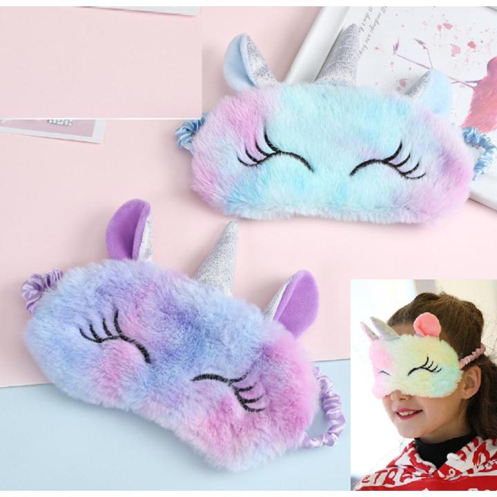 Sleep Mask Eye Mask Cute Plush Eye Cover Kids Sleeping Mask Cartoon Travel Rest Eye Shade Band Eye Patch Blindfold Sleep Aid Eyepatch