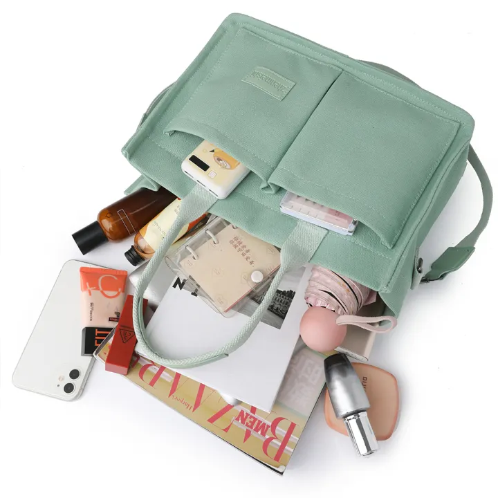 Women%20Fashion%20Shoulder%20Bag%20Large%20Capacity%20Canvas%20Tote%20Bags%20Adjustable%20Strap%20Crossbody%20Bag%20Multi%20Pocket%20Square%20Work%20Commuting%20Bag%20-%20Image%205
