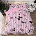 Sanrio Kawaii Kuromi Children's Skin-Friendly Four-Piece Anime Cartoon Bed Sheet Quilt Cover Dormitory Single Bed Home Textiles.