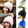 Women Winter Warm Braided Crochet Knitting Hat Girl Beret Ski Beanie Ball Cap.
