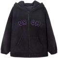 Sanrio Cartoon Kuromi Clothes Women Black Embroidery Hoodies Y2k Aesthetic Tops Autumn Thin Coat Female Fashion Loose Sweatshirt. 