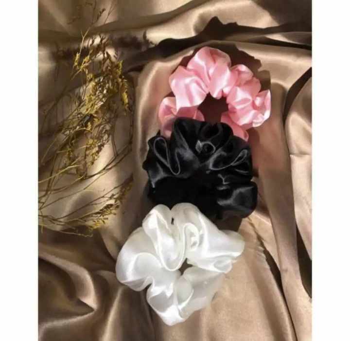 Scrunchie Hair Silk Band For Girls 3 pcs