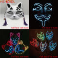Halloween Mask Cute Cat Fox Vendetta EL Wire Mask Flashing Cosplay LED neon Costume Mask for Glowing Dance Carnival Party Masks. 
