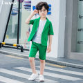 Boys Summer Short Sleeve Suit Jacket Shorts Formal Dress Kid Solid Color Blazer Wedding Clothes Set Child Tuxedo Toddler Costume. 