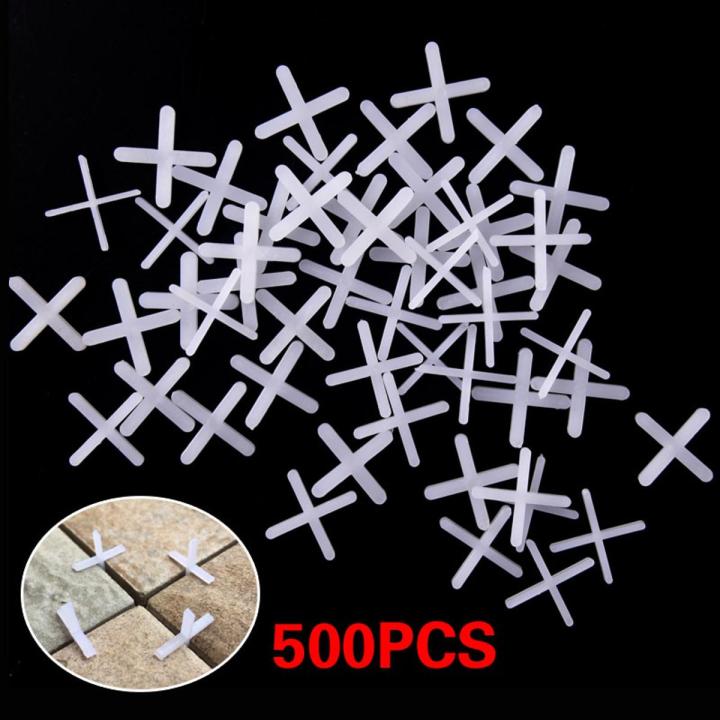 500pcs Tile Spacer Cross Plastic 2mm Tiling Ceramic Tilers Plumbers White Cross Clips Tile Leveling System Tile Locator Gap Tool