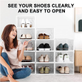 Shoe Storage Box, Clear Transparent Shoe Storage Boxes Hard Plastic Stackable Organiser Containers Bins Easy to Use White. 