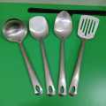 4 pcs stainless steel silver color Serving spoon set long rice spoon,Soup Spoon, Slotted Turner, slotted spoon 4 pcs cookware set. 