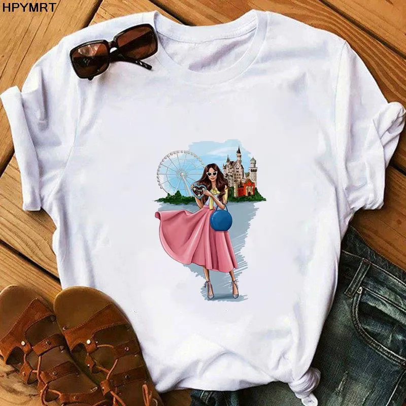 T-shirts Cartoon Fashion Girl Women Printed 2022 New Summer Shirt